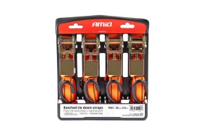 Pasy transportowe z napinaczem - zestaw komplet 700 kg 25 mm 4,5 m 4 szt. BELT-03 AMIO-02496