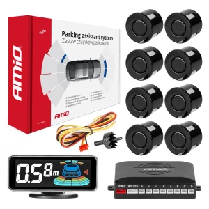 Czujniki parkowania cofania czarne LED 3D przód tył AMIO-03191