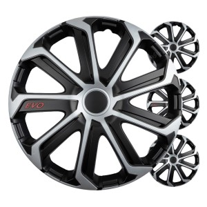 Kołpaki samochodowe 4szt. komplet EVO czarno srebrne 14" cali COLOR BOX
