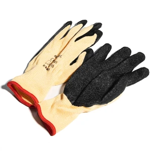 Rękawice robocze 10 poliester z powłoką latexu beżowo czarne