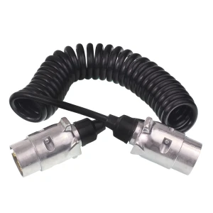 Przewód spiralny do przyczepy 7 pin 12V metalowe gniazda 3m