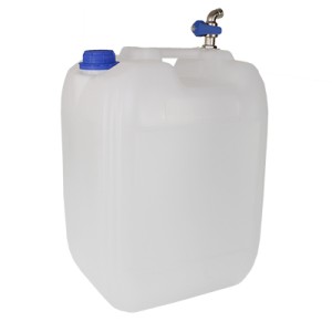 Pojemnik na wodę 20L kanister plastikowy biały + metalowy kranik u góry