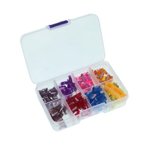 ZESTAW BEZPIECZNIKÓW PŁYTKOWYCH MINI LOW 100SZT/BLISTER, MINI NISKI PROFIL, CHWYTAK DO BEZPIECZNIKÓW